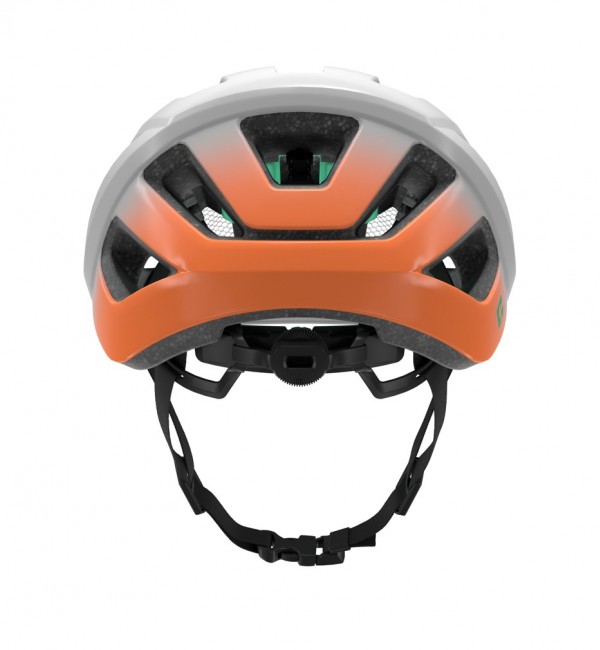 Kask rowerowy Lazer Cerro KinetiCore Biało Pomarańczowy zdjęcie z tyłu.