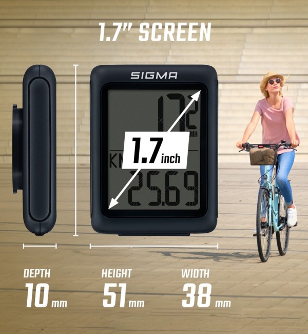Licznik rowerowy SIGMA BC 5.0 WR wymiary licznika