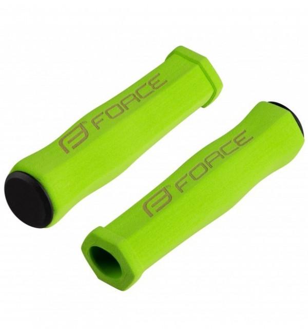 Chwyty rowerowe FORCE piankowe 122 mm zielone